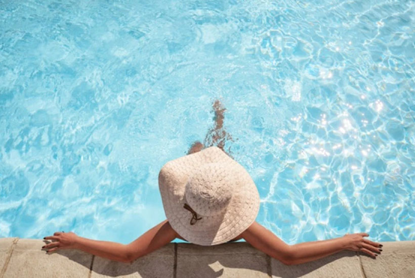 woman in pool